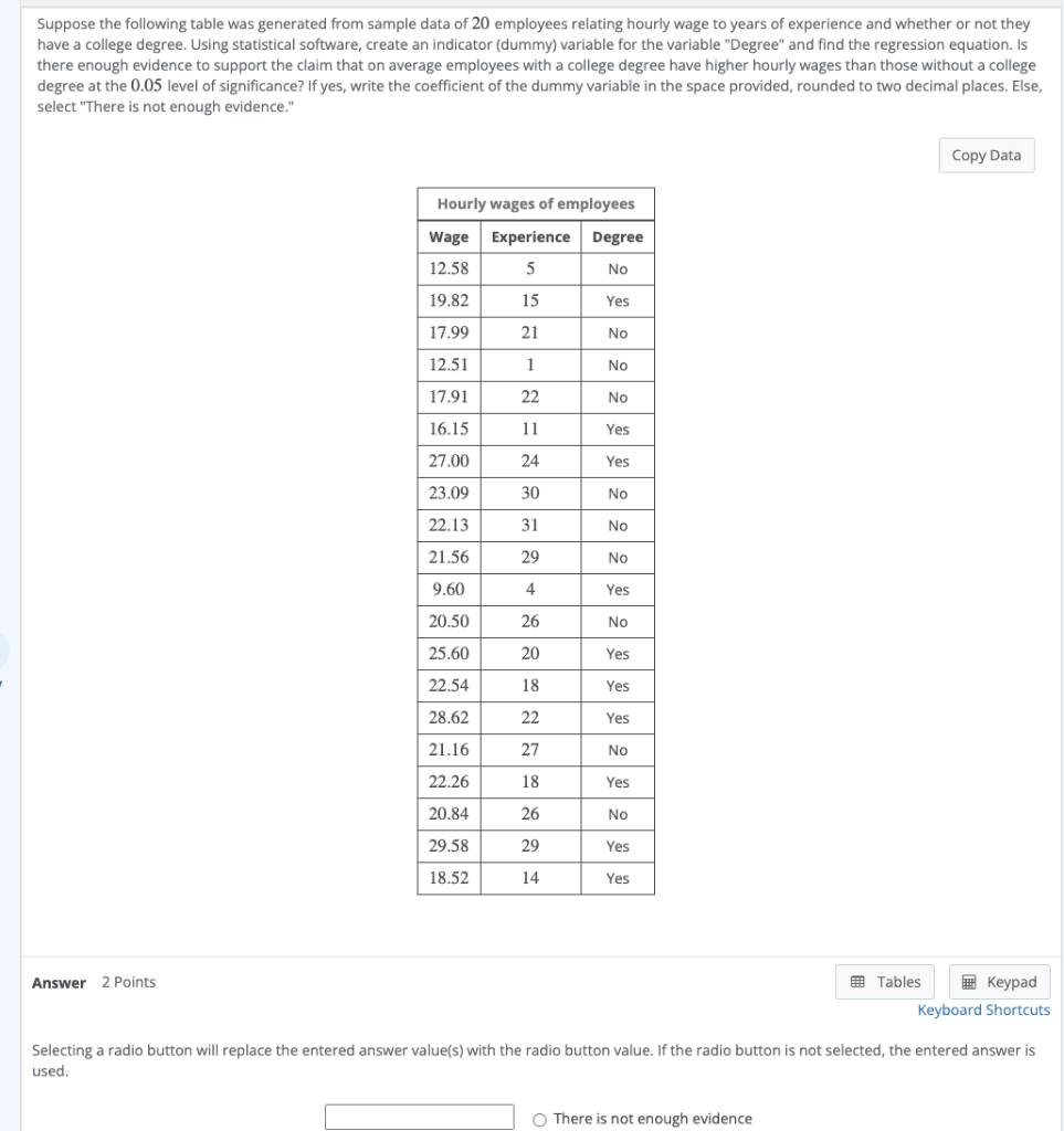Solved Suppose the following table was generated from sample