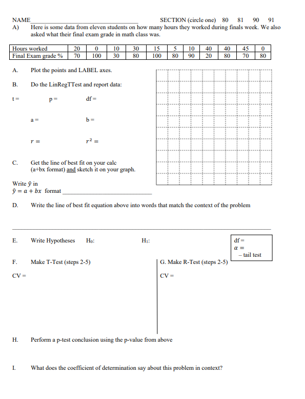 Solved NAME SECTION (circle one) 80 81 90 91 A) Here is some | Chegg.com