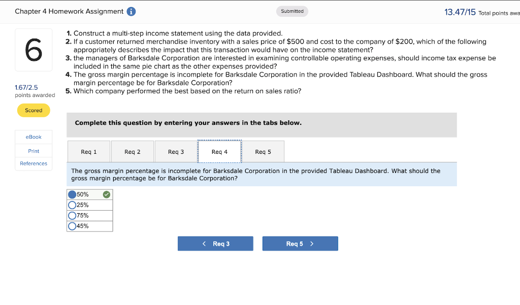 Solved Chapter 4 Homework Assignment Submitted 13.47/15 | Chegg.com