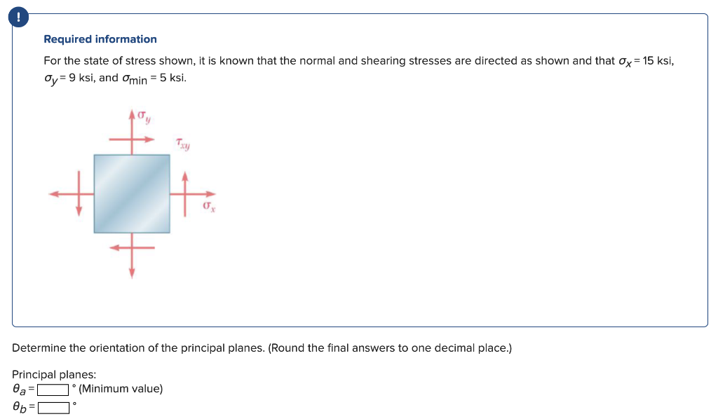 Solved Required information For the state of stress shown, | Chegg.com