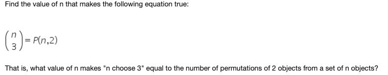 Solved Find the value of n that makes the following equation | Chegg.com