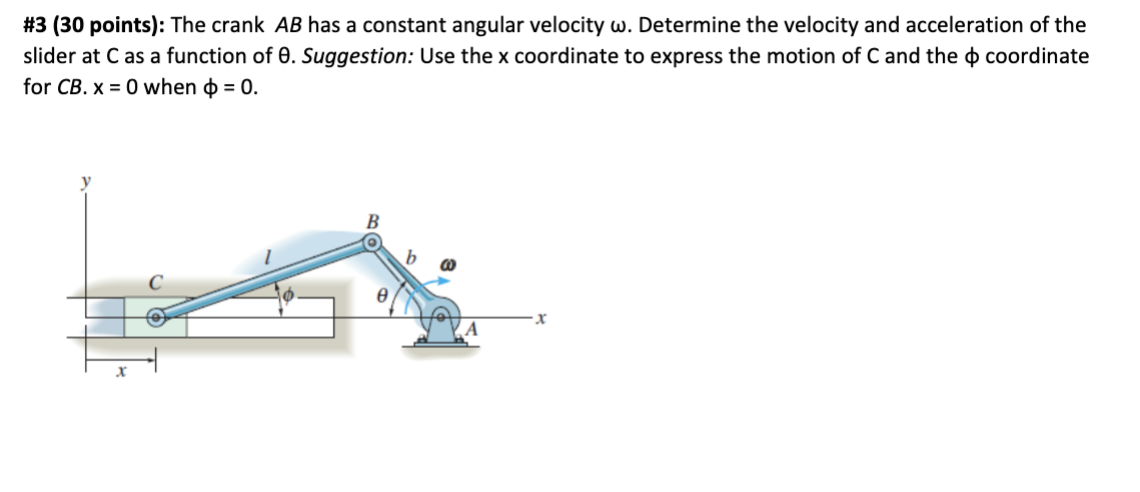 Solved 3 30 Points The Crank Ab Has A Constant Angula Chegg Com