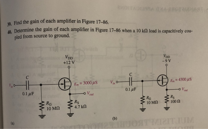 Solved 9, Find The Gain Of Each Amplifier In Figure 17-86. . | Chegg.com