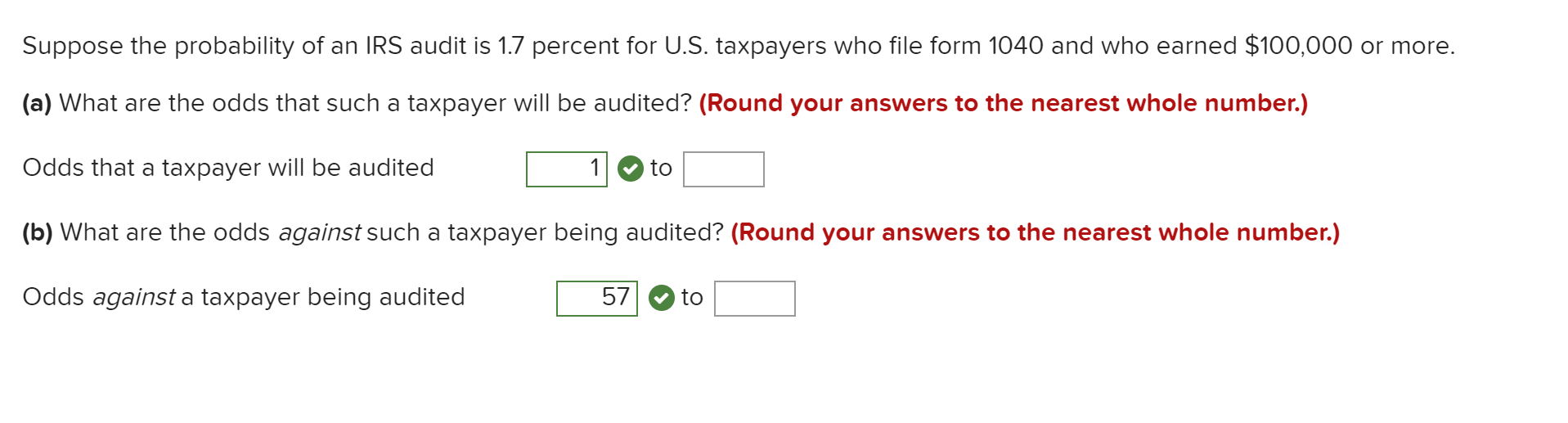 Solved Suppose the probability of an IRS audit is 1.7 | Chegg.com