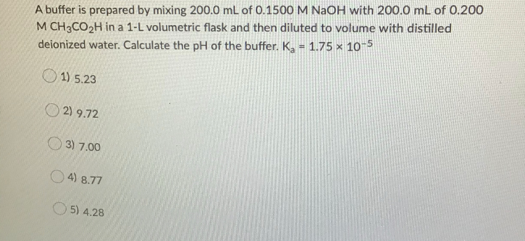 Solved A buffer is prepared by mixing 200.0 mL of 0.1500 M | Chegg.com