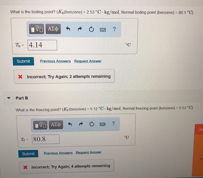 Solved What is the boiling point? (Kb(benzene) 2.53 °C