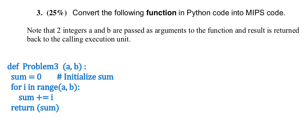 Solved 3. (25%) Convert the following function in Python | Chegg.com