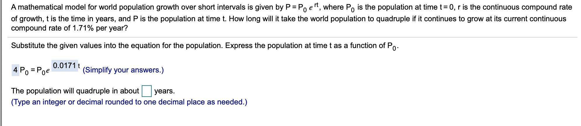 Solved A mathematical model for world population growth over | Chegg.com