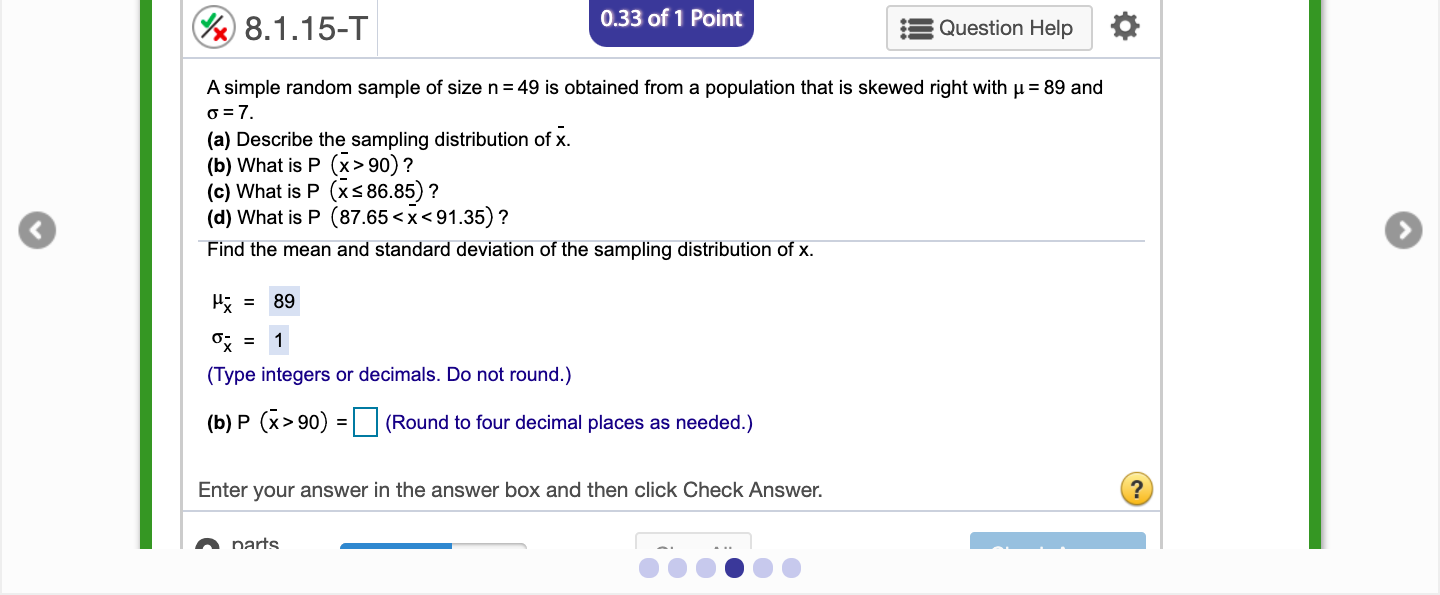 Solved X 8 1 15 T 0 33 Of 1 Point Question Help A Simple Chegg Com