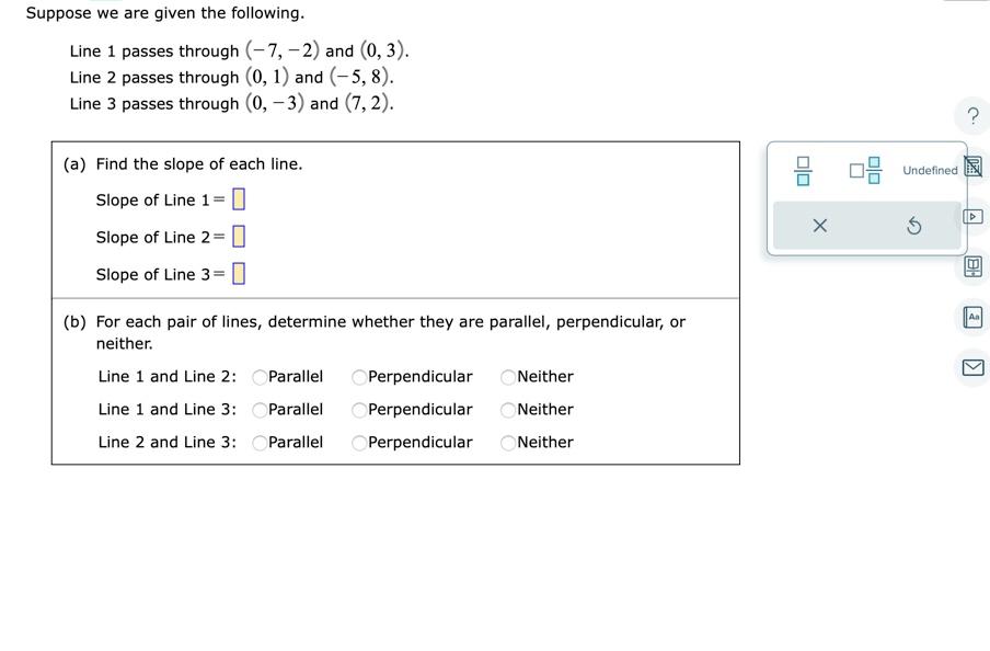 Solved Suppose we are given the following. Line 1 passes | Chegg.com