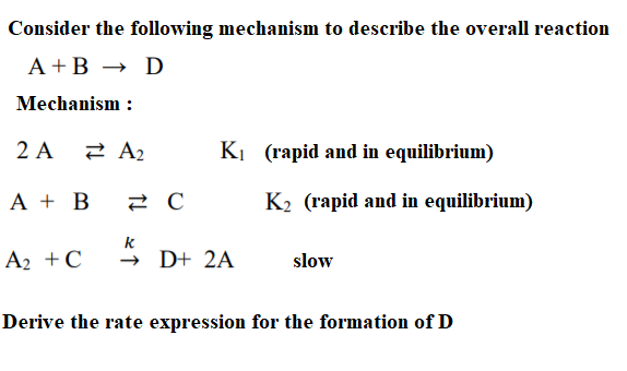 Solved Consider The Following Mechanism To Describe The | Chegg.com