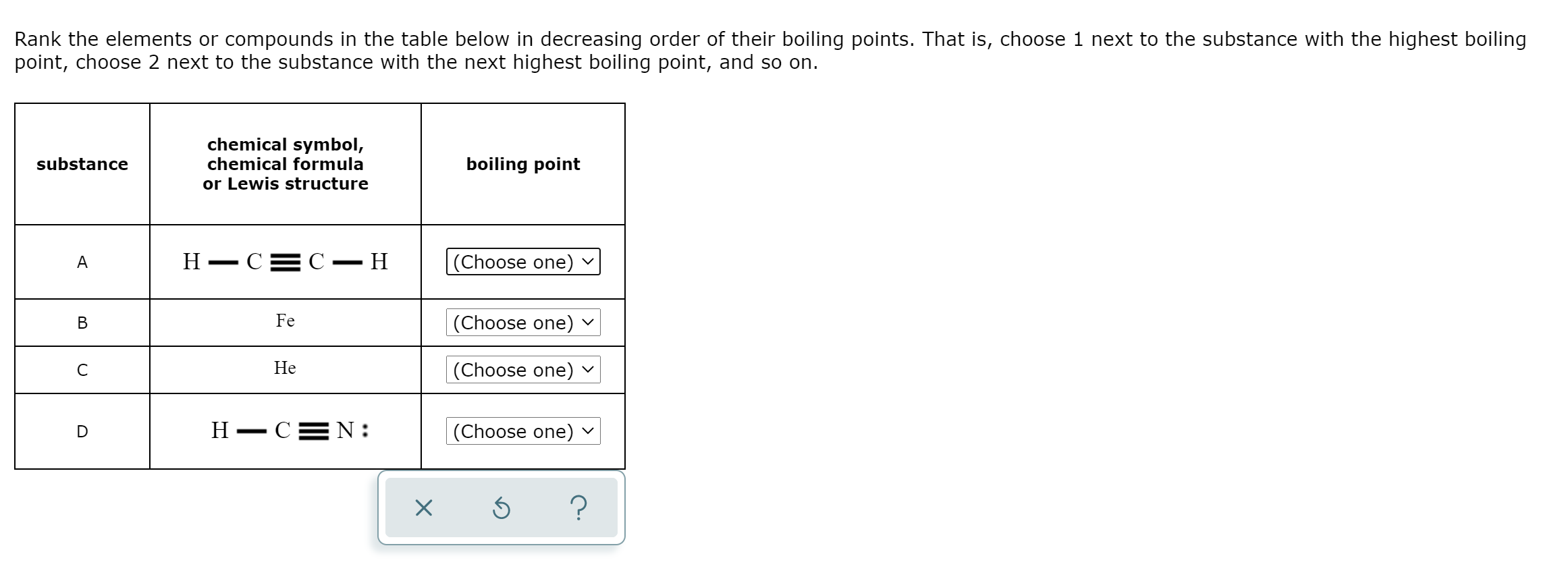 Solved Rank the elements or compounds in the table below in | Chegg.com