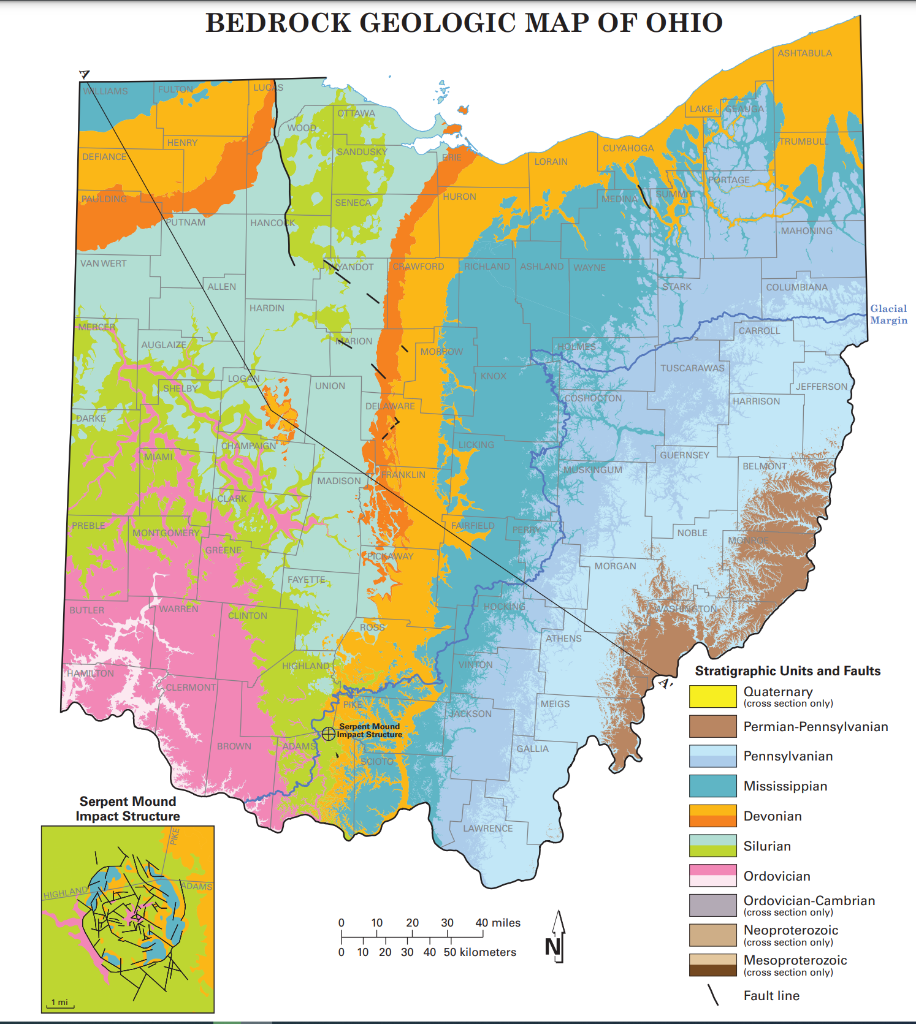 Solved BEDROCK GEOLOGIC MAP OF OHIO ASHTABULA y LIAMS FULTON | Chegg.com