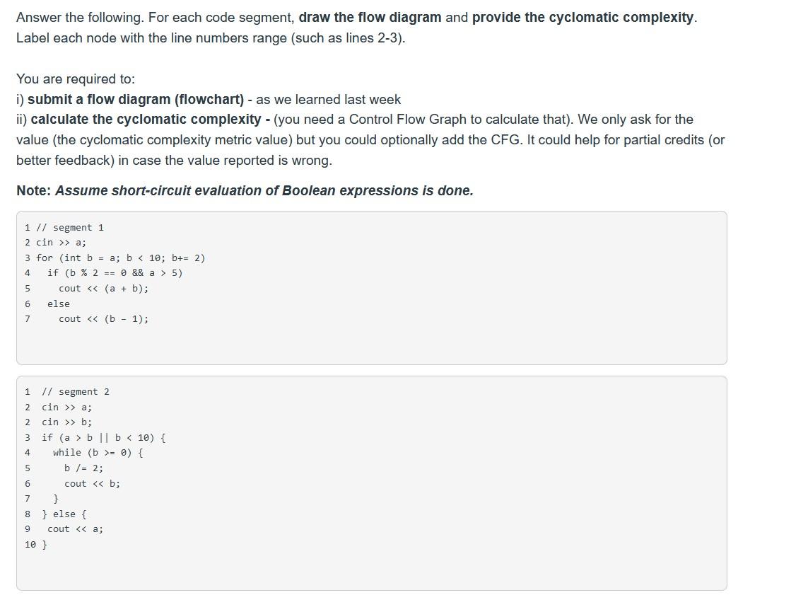 Answer the following. For each code segment, draw the | Chegg.com