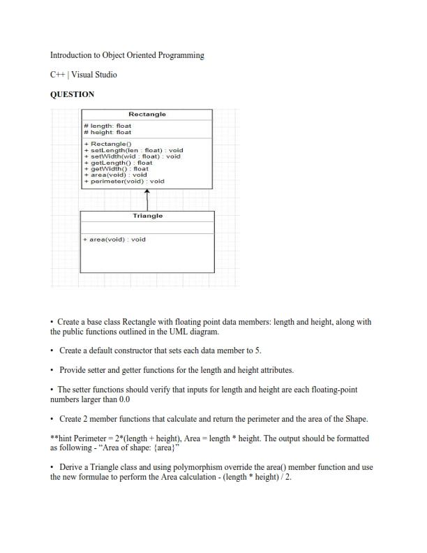 Solved Introduction to Object Oriented Programming CHI | Chegg.com