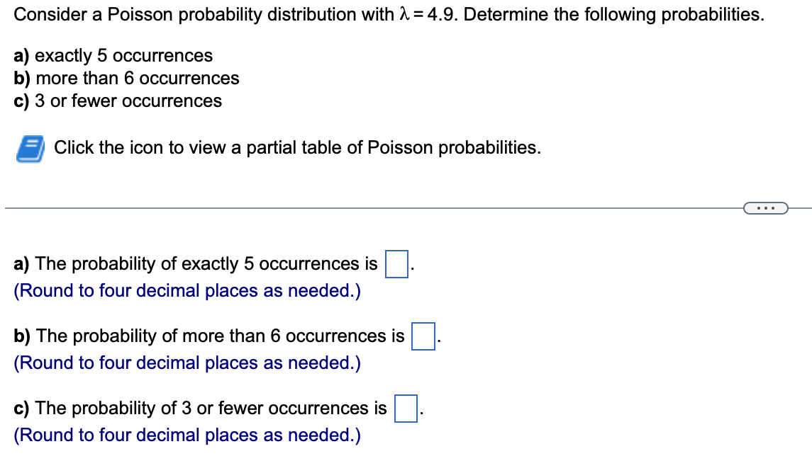 Solved Consider a Poisson probability distribution with | Chegg.com