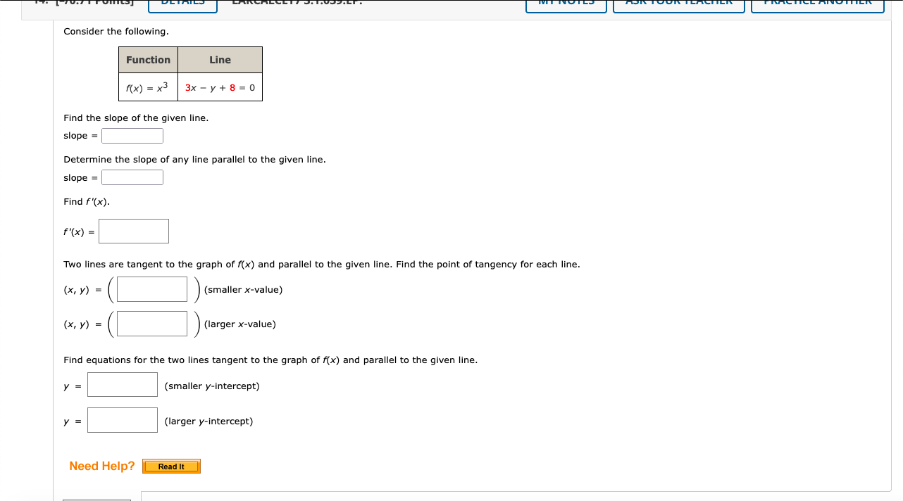 Solved Consider The Following. Find The Slope Of The Given | Chegg.com