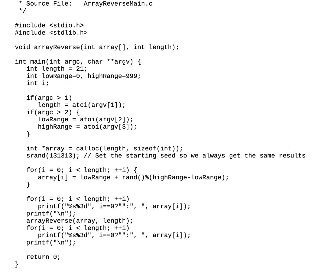 Solved Your task is to write a function called arrayReverse | Chegg.com
