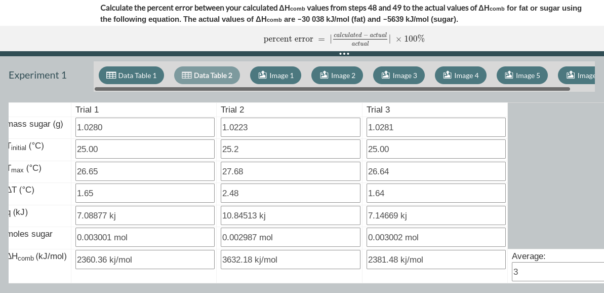 Calculate The Percent Error Between Your Calculated | Chegg.com