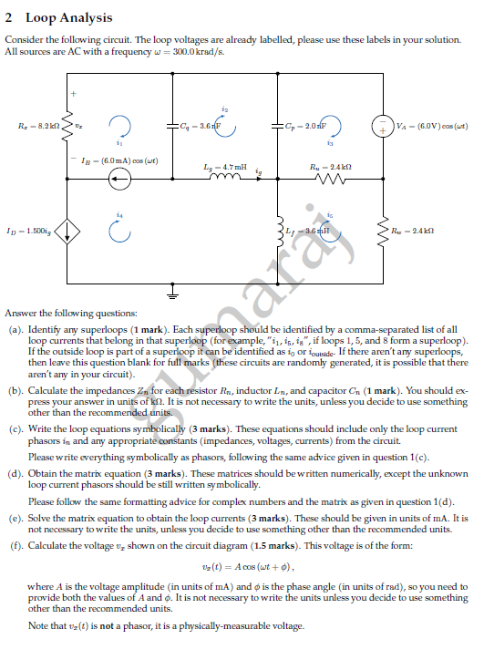 Simple Loop Analysis Questions Solved 2 Loop Analysis Consider the following circuit. The | Chegg.com