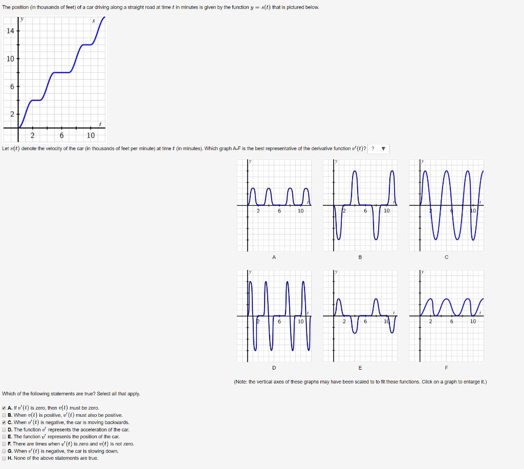 Solved thousands of feet) of a car driving along a straight