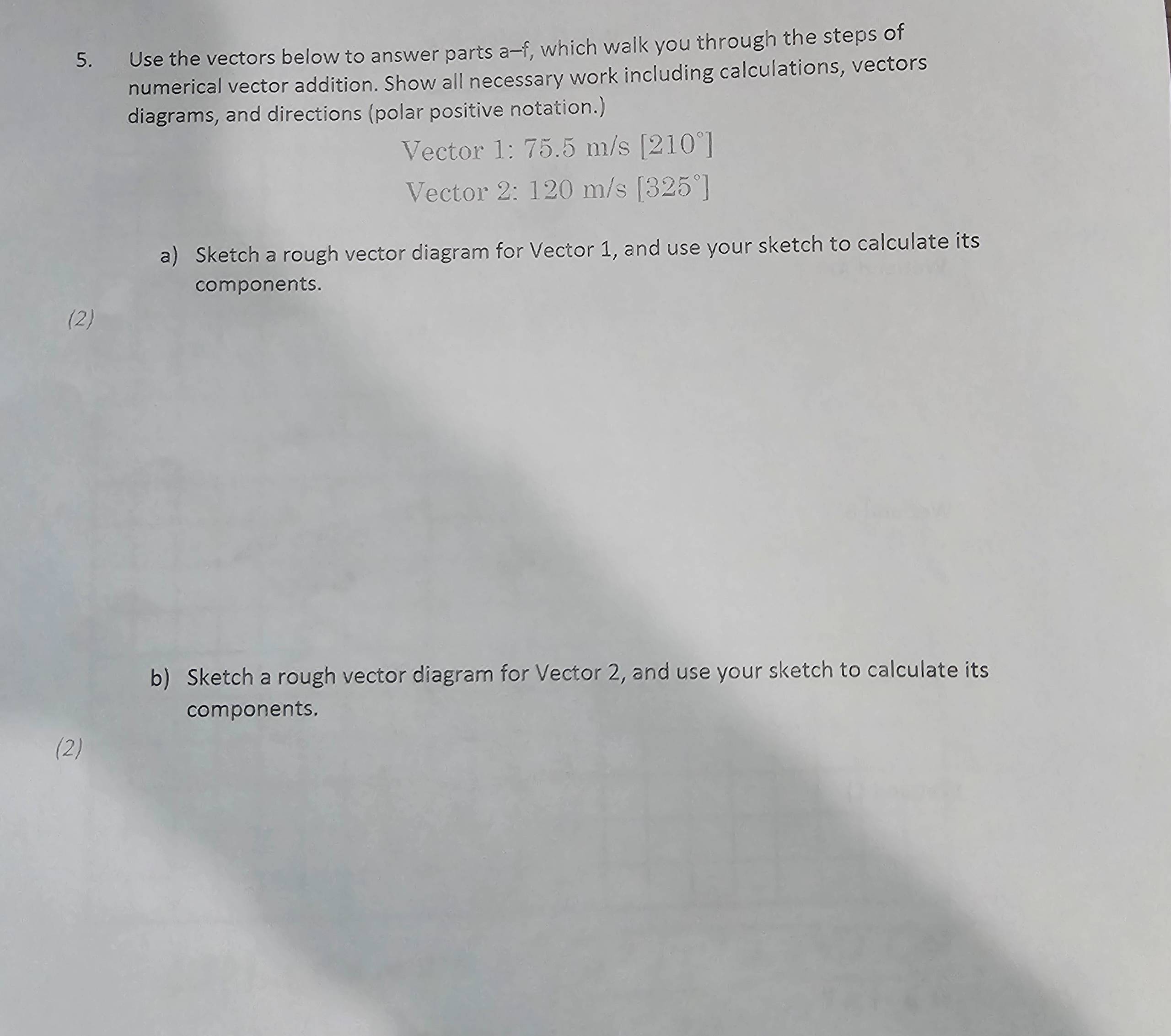 Solved Use the vectors below to answer parts a-f, ﻿which | Chegg.com