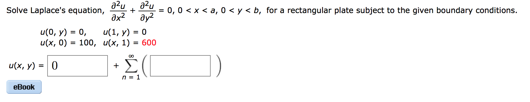 Solved Solve Laplace S Equation 2u X2 2u Y2 0 0 Chegg Com