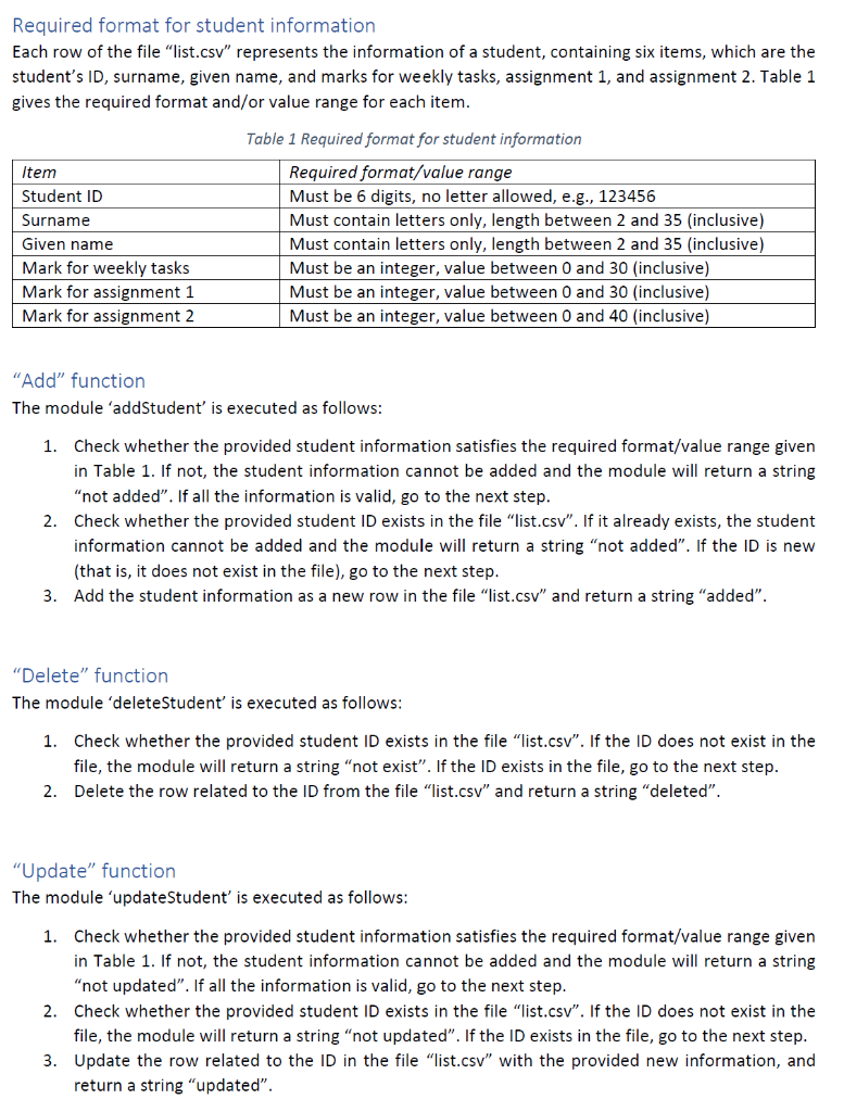 Solved Task: You are required to analyse the requirements | Chegg.com