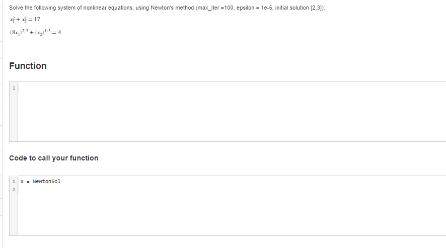 Solved Solve the following system of nonlinear equations, | Chegg.com