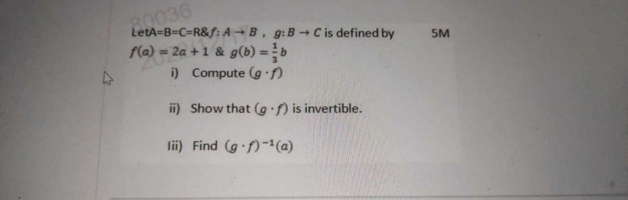 Solved Let A=B=C=R&f:A→B,g:B→C Is Defined By 5M | Chegg.com