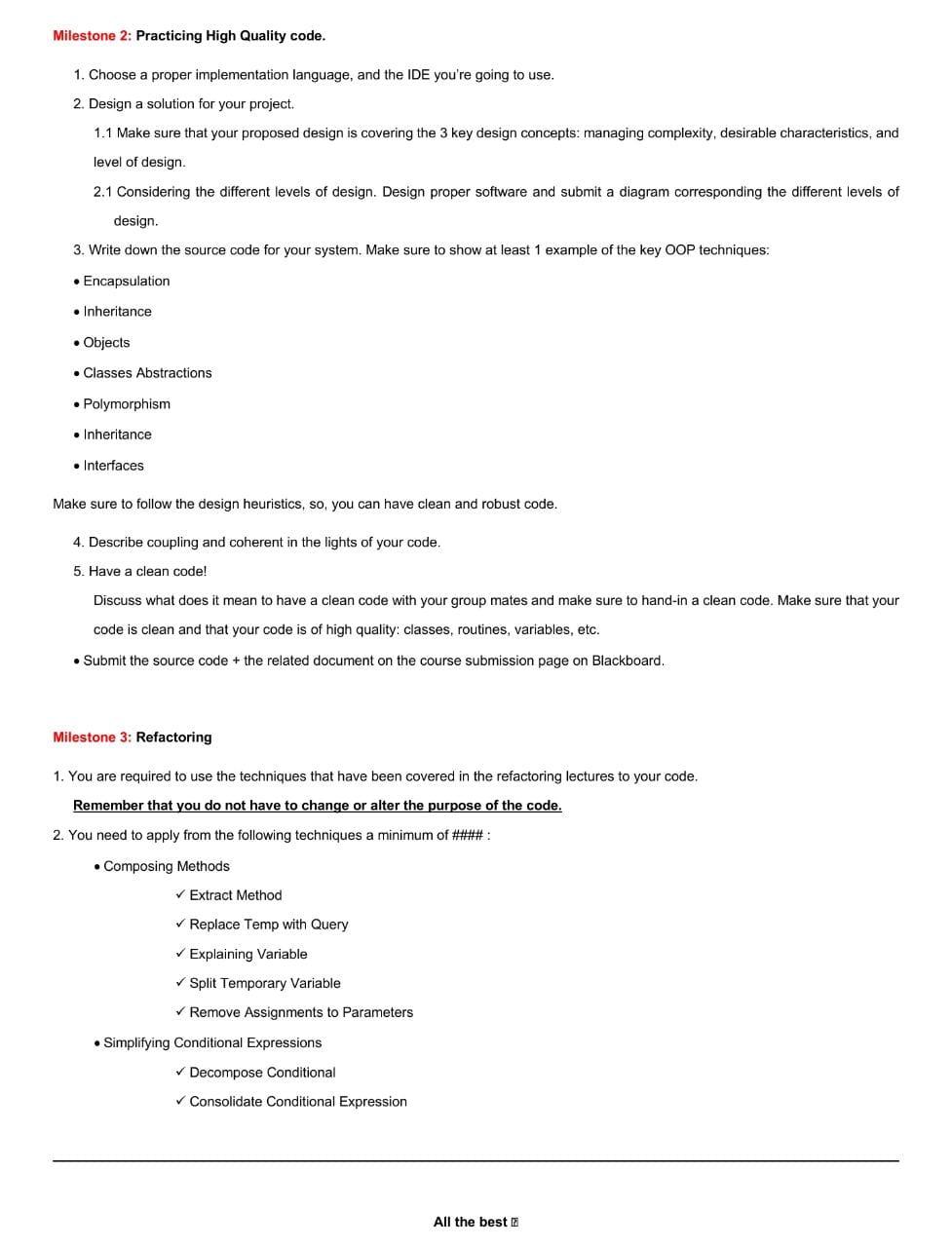 Solved Milestone 2 Practicing High Quality Code 1 Choose Chegg