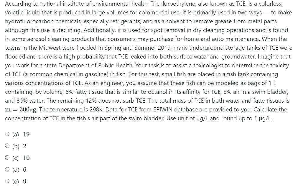 Solved According to national institute of environmental