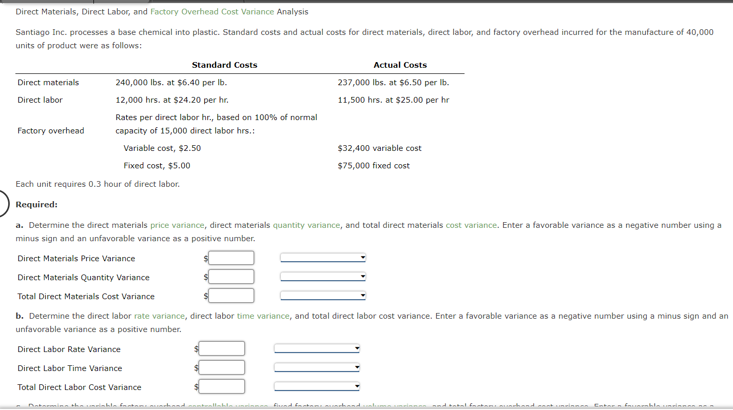Solved Direct Materials, Direct Labor, and Factory Overhead