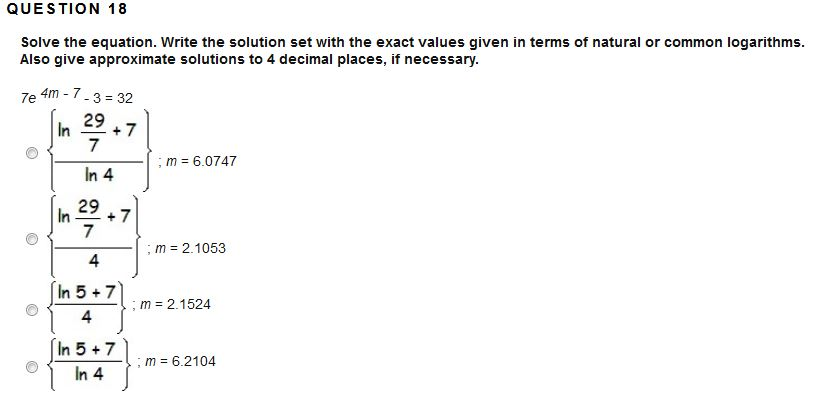 Solved QUESTION 18 Solve the equation. Write the solution | Chegg.com