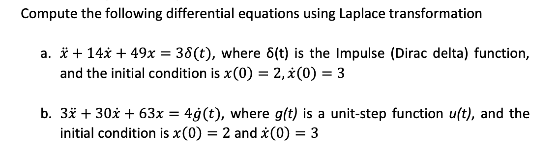 Compute The Following Differential Equations Using Chegg Com