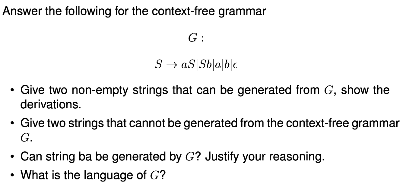 Solved Answer The Following For The Context-free Grammar G: | Chegg.com