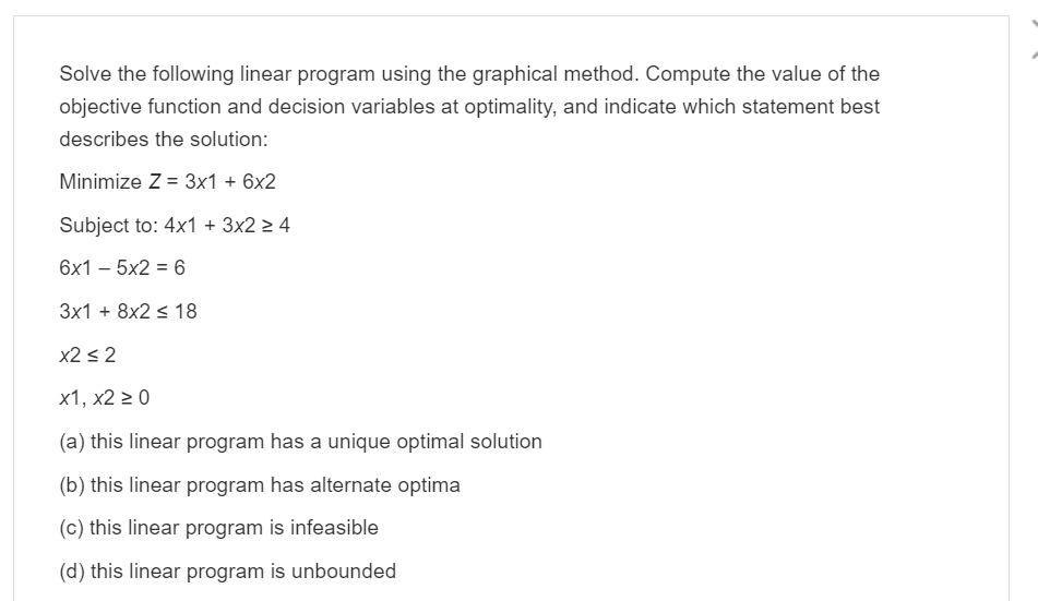 Solved Solve The Following Linear Program Using The 7746