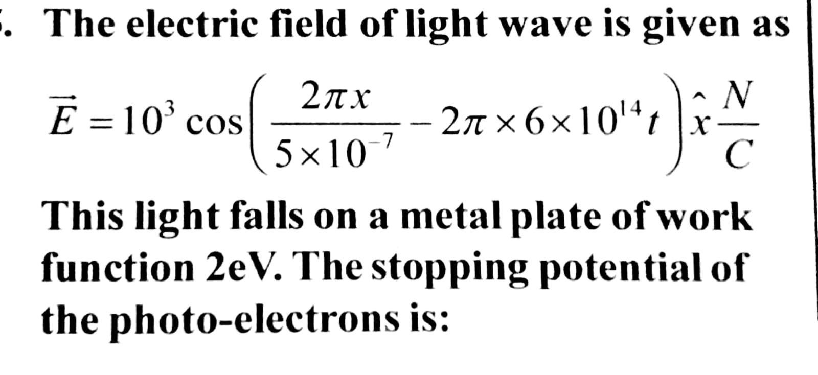 Solved · The electric field of light wave is given as Ē =