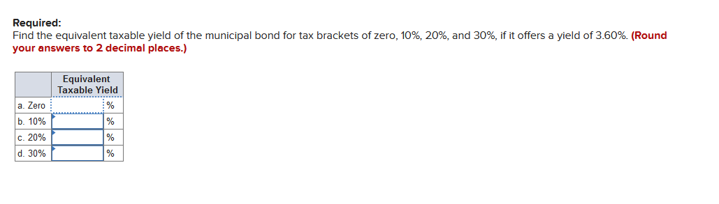 Solved Required: Find the equivalent taxable yield of the | Chegg.com