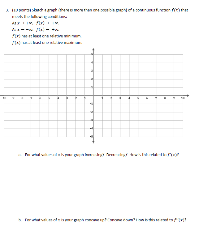 Solved 3. (10 points) Sketch a graph (there is more than one | Chegg.com