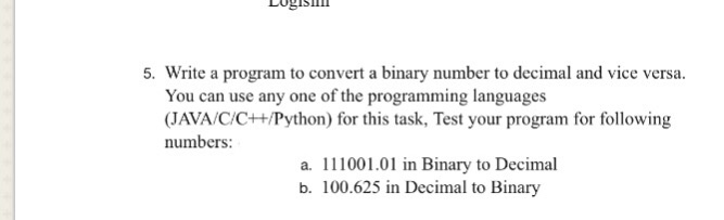 Solved 5. Write a program to convert a binary number to | Chegg.com