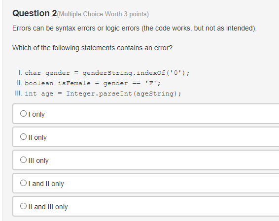 Solved Question 1multiple Choice Worth 3 Points Which Is