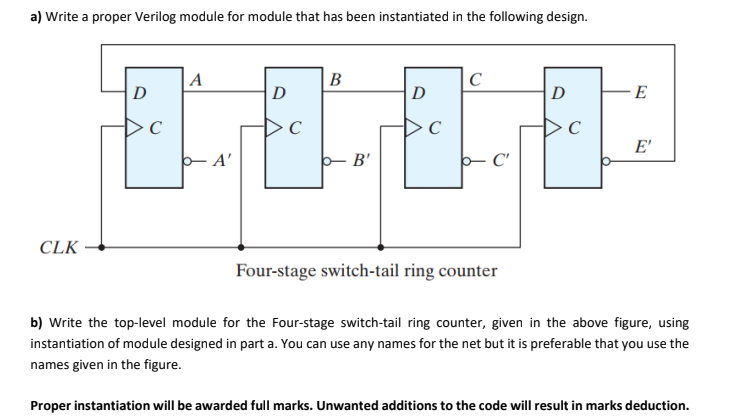 a) Write a proper Verilog module for module that has | Chegg.com