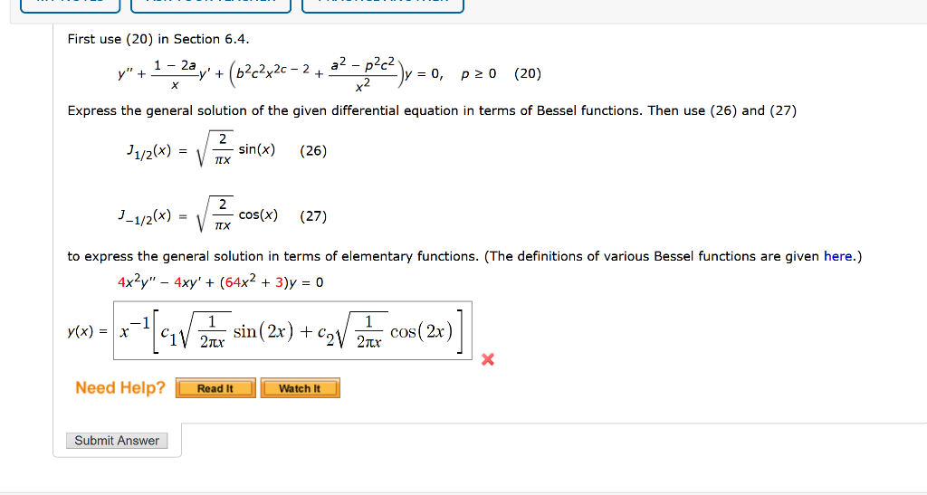 Solved 1-2a y' + + +(62c2426-27 02-8?e)y= First use (20) in | Chegg.com