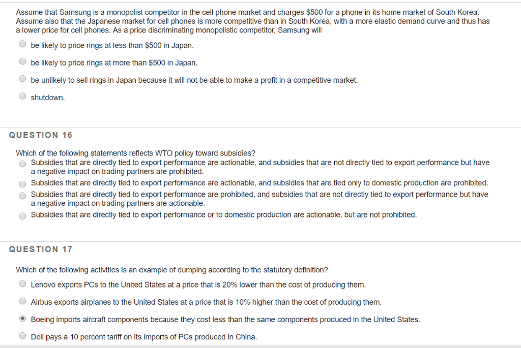 Solved Assume that Samsung is a monopolist competitor in the | Chegg.com