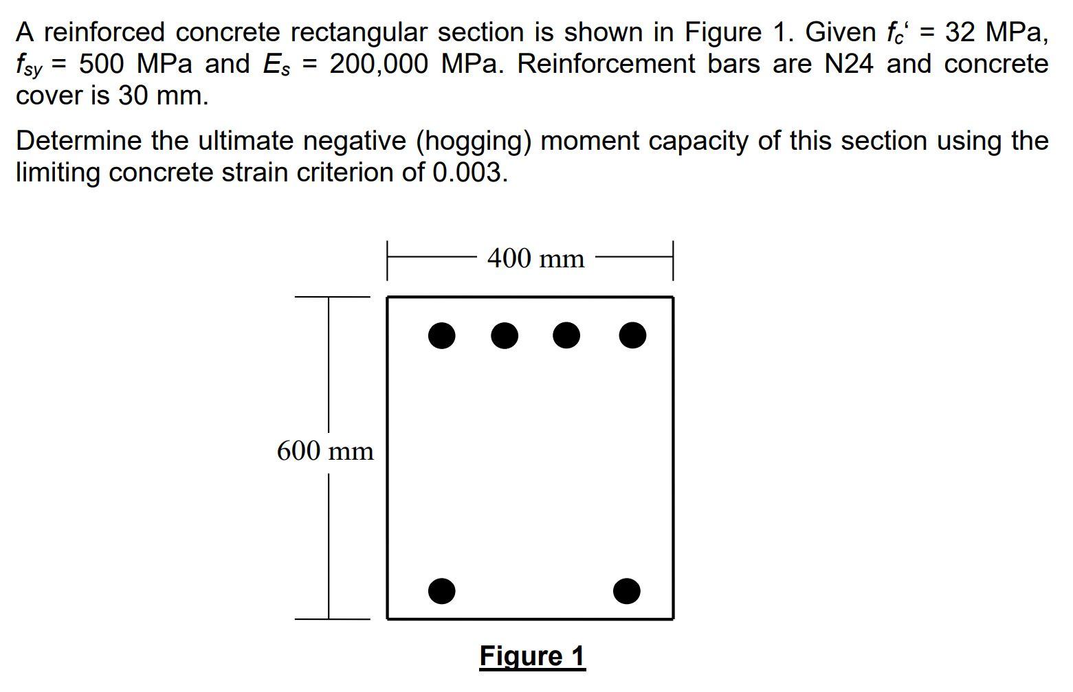 Solved fsy A reinforced concrete rectangular section is | Chegg.com