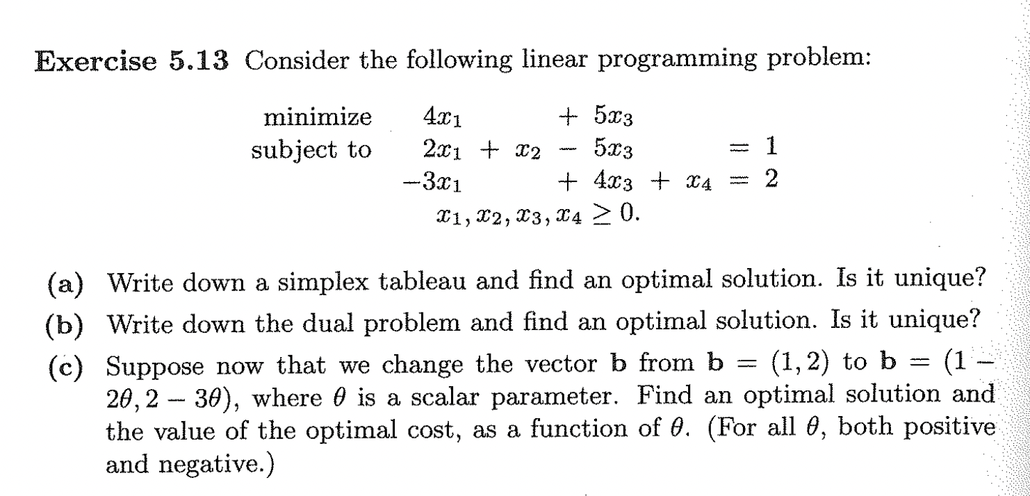 Solved Exercise 5.13 Consider the following linear