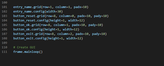 Solved Python GUI Code... I have a working tkinter GUI | Chegg.com