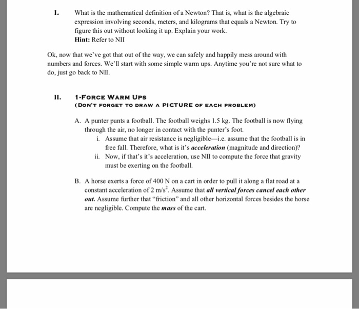 Solved I What is the mathematical definition of a Newton?