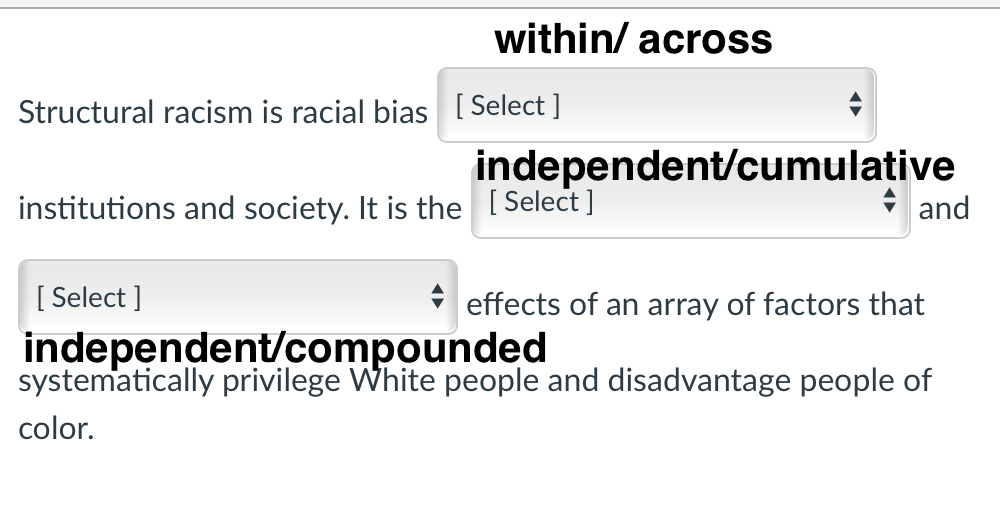 Within/ Across Structural Racism Is Racial Bias | Chegg.com